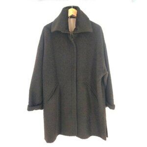 Vintage Yell Mohair Merino Wool Coat Brown Zip Front Womens 36 L XL
